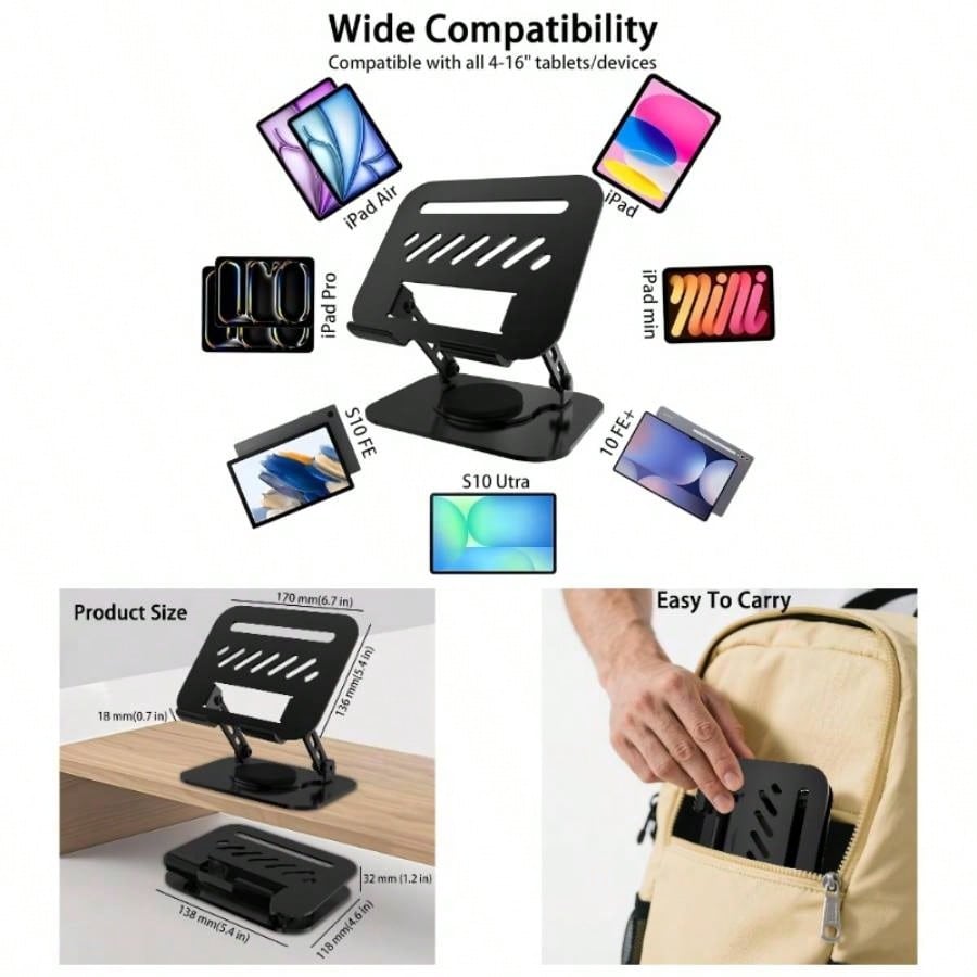 Tablet Accessory - Black Phone Holders Tablet Stand, 360