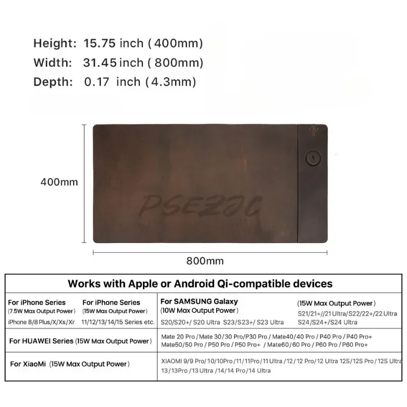 Vintage Cowhide Mouse Pad with - огляд і ціна Wireless Charging Pad